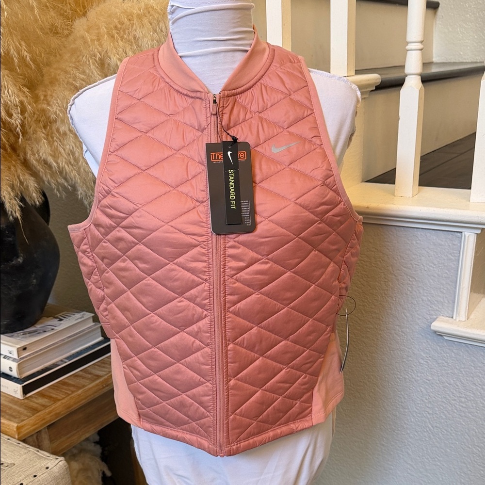 NIKE AEROLAYER GILLET RUNNING VEST JACKET PINK PUFFER PACKABLE SZ LARGE - Picture 3 of 9